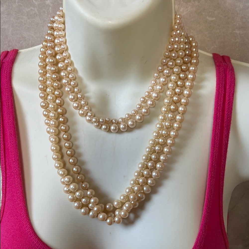 Vintage Faux Pearl Necklace lot sTERLING  clasps ( 4)